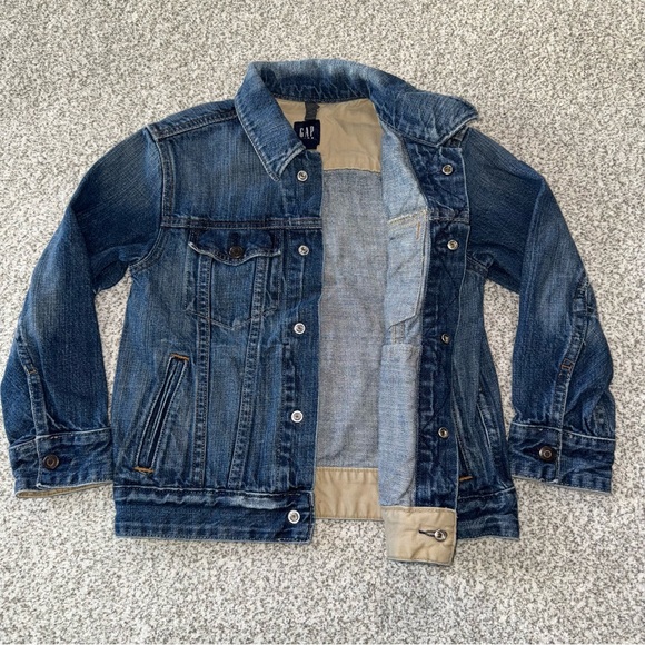 GAP Kids Unisex Classic Blue Denim Snap Down Jacket Size Small (6-7) - Picture 5 of 9